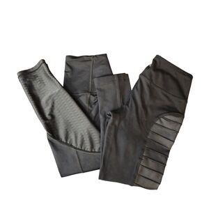 VICTORIA SECRET XX VINA BUNDLE BLACK LEGGINGS WITH TEXTURED‎ LEG DETAILS X SMALL